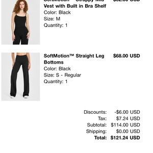 Oner Active Black Straight Leg Pants and strappy mid vest set